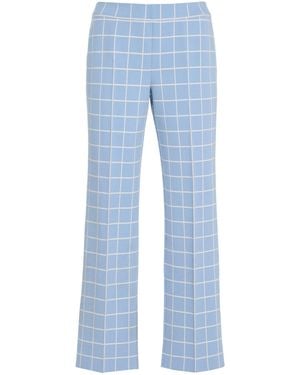 High Sport Louis Windowpane Cotton-Blend Knit Cropped Pants - Blue