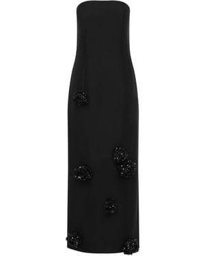 LEO LIN Rayna Embellished Wool-Blend Maxi Dress - Black