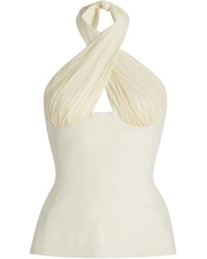Tae Park Exclusive Sculpted Silk Halter Top - Natural