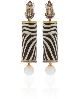 Silvia Furmanovich 18K Zebra Marquetry Earrings - White
