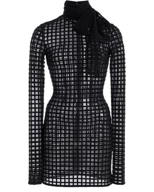 LAQUAN SMITH Cross Grain Mesh Mini Dress - Black