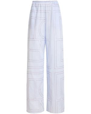 TOTEME Monogram Cotton-Blend Pj Bottoms - White