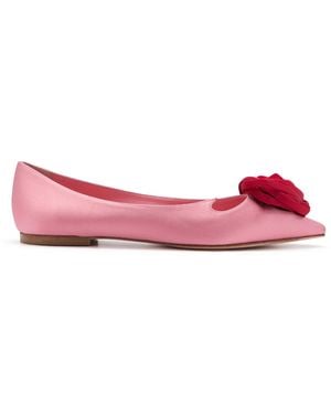 Roger Vivier I Love Vivier Rose Satin Ballet Flats - Pink