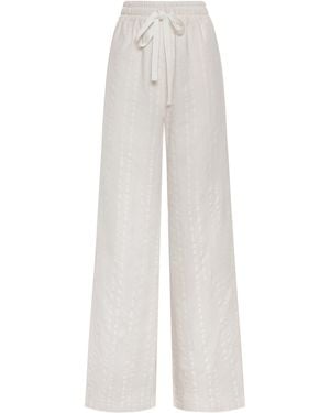 ANDRES OTALORA Tamu Mia Mid-Rise Cotton-Jacquard Wide-Leg Trousers - White