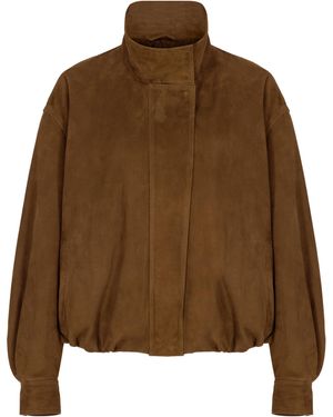Zeynep Arcay Oversized Suede Bomber - Brown