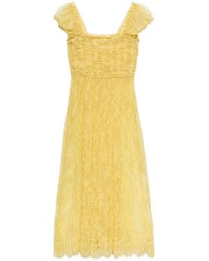 Doen Pamelina Smocked Lace Midi Dress - Yellow