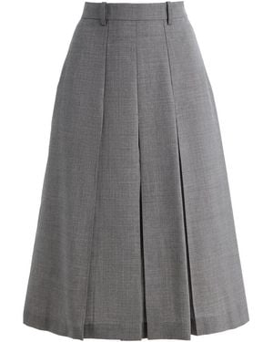 Marie Adam-Leenaerdt Pleated Wool Midi Skirt - Grey