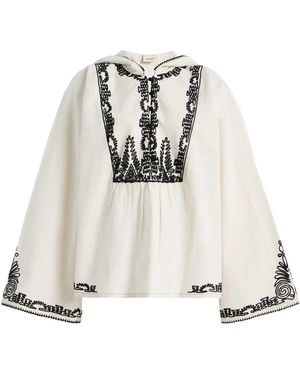 ILIO NEMA Chaos Dori-Embroidered Cotton Top - White