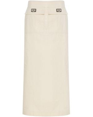 Ferragamo Coated Linen Maxi Skirt - Natural