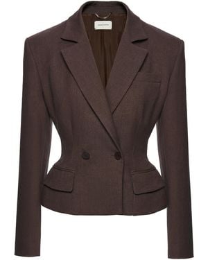 Magda Butrym Double-Breasted Structured Linen-Blend Blazer - Brown