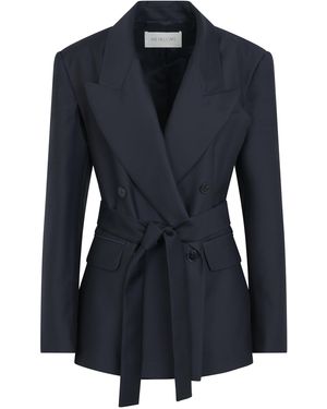 Heirlome Antonella Belted Wool-Silk Blazer - Blue