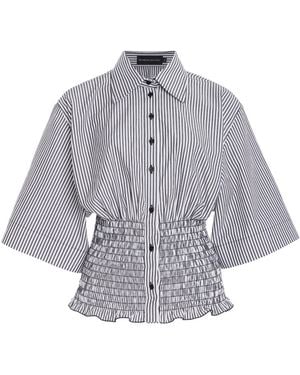 Brandon Maxwell The Harte Smocked Pima Cotton Shirt - Gray