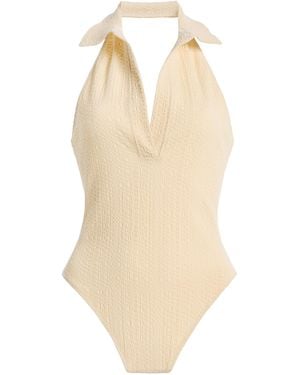 Lisa Marie Fernandez Polo Seersucker One-Piece Swimsuit - Natural