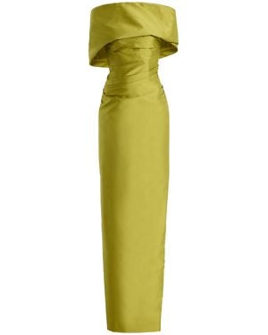 Marmar Halim Exclusive Off-the-shoulder Draped Silk-taffeta Gown - Green