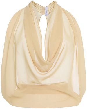Sloan Exclusive Stretch-Crepe Scarf Top - Natural