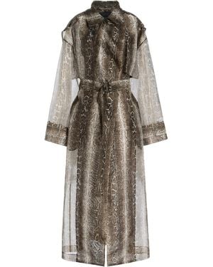 LAPOINTE Snake-Printed Organza Double-Breasted Trench Coat - Multicolour