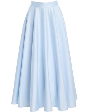 Oscar de la Renta Mid-Rise Cotton-Poplin Sateen Circle Midi Skirt - Blue