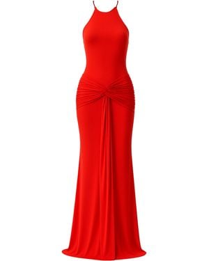 The New Arrivals Ilkyaz Ozel Euphorie Open-Back Gathered Jersey Gown