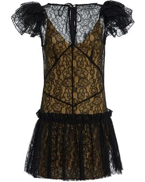 De La Vali Nephele Ruffled Lace Mini Dress - Black