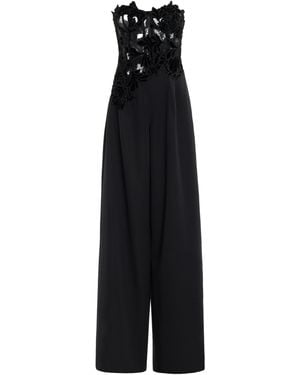 Oscar de la Renta Peony-lace Crepe Jumpsuit - Black