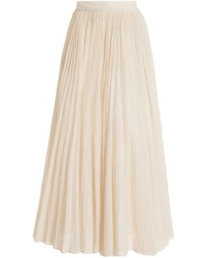 TOTEME Plissé Organic Cotton Chiffon Maxi Skirt - Natural