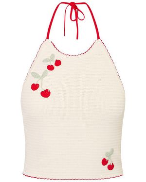 LoveShackFancy Avanyah Cherry Crochet Top - Pink