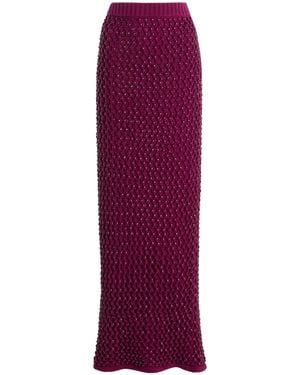 DIOTIMA Spice Crystal-Embellished Cotton-Blend Knit Maxi Skirt - Purple