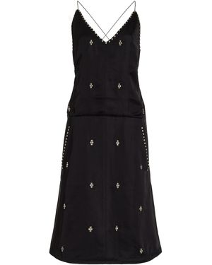 Wales Bonner Honour Studded Satin Midi Dress - Black