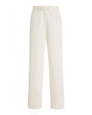The Row Neriah Cotton-Blend Straight-Leg Pants - White