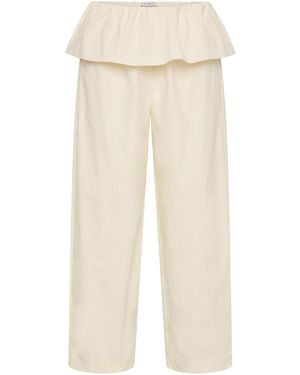 St. Agni Peplum Cotton Tapered Leg Trousers - Natural