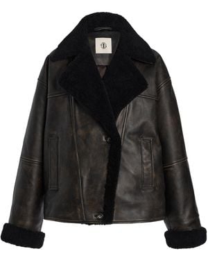 THE GARMENT Val D. Aviator Lambskin Leather Jacket - Black