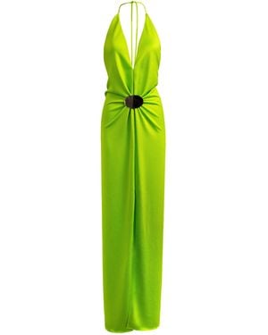 Silvia Tcherassi Rowan Silk Maxi Halter Dress - Green