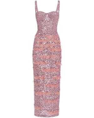 DES_PHEMMES Bustier Embellished Maxi Dress - Pink
