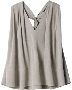 Jacquemus The Velero Gathered Linen-Blend Top - Grey