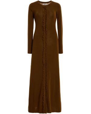 Zankov Exclusive Rowen Fringed Wool Midi Dress - Brown