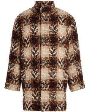 Saint Laurent Tweed Wool-Blend Coat - Brown