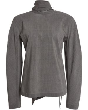 Jacquemus Chale Draped Stretch-Wool Top - Grey