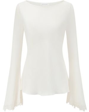Into The East Heavy Silk Lace Panelled Silk Top - White