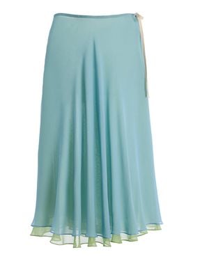 Tae Park Flowy Ruffled Chiffon Midi Skirt - Blue