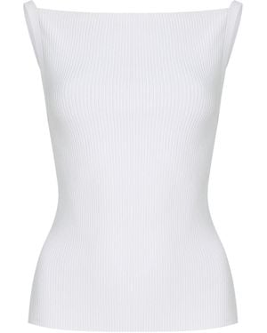 Brandon Maxwell Exclusive Riviera Knit Tank Top - White