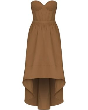 ANDRES OTALORA Shahi Cotton Twill Bustier Midi Dress - Brown