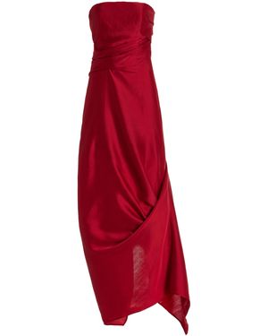 STAUD Caravaggio Draped Wool-blend Maxi Dress - Red