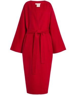 Auteur Collarless Wool-Cashmere Coat - Red