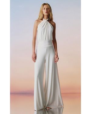 ANDRES OTALORA Sabor Marula Halter Wide-Leg Jumpsuit - Natural
