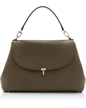 TOTEME T-Lock Leather Satchel - Grey