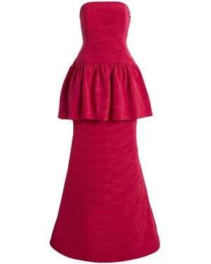 BERNADETTE Balthasar Moire Maxi Dress - Red