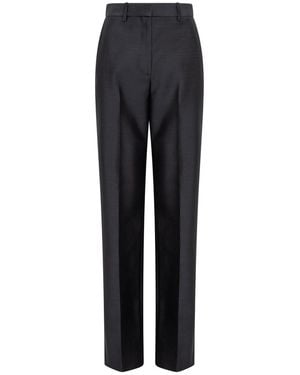 Heirlome Nova Wool-Silk Straight-Leg Trousers - Blue