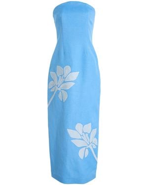 Significant Other Tammy Strapless Linen-Blend Midi Dress - Blue