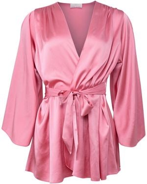 Fleur du Mal Angel Stretch-Silk Robe - Pink