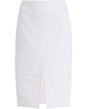 Brandon Maxwell The Fenn Split-Front Linen-Blend Knee-Length Skirt - White